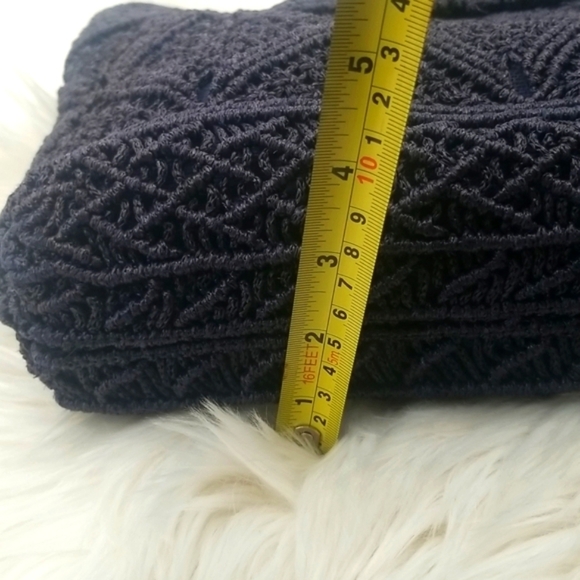 Navy Blue Crochet Handbag Boho Chic Whimsigoth Fairy Peasant - Picture 9 of 11